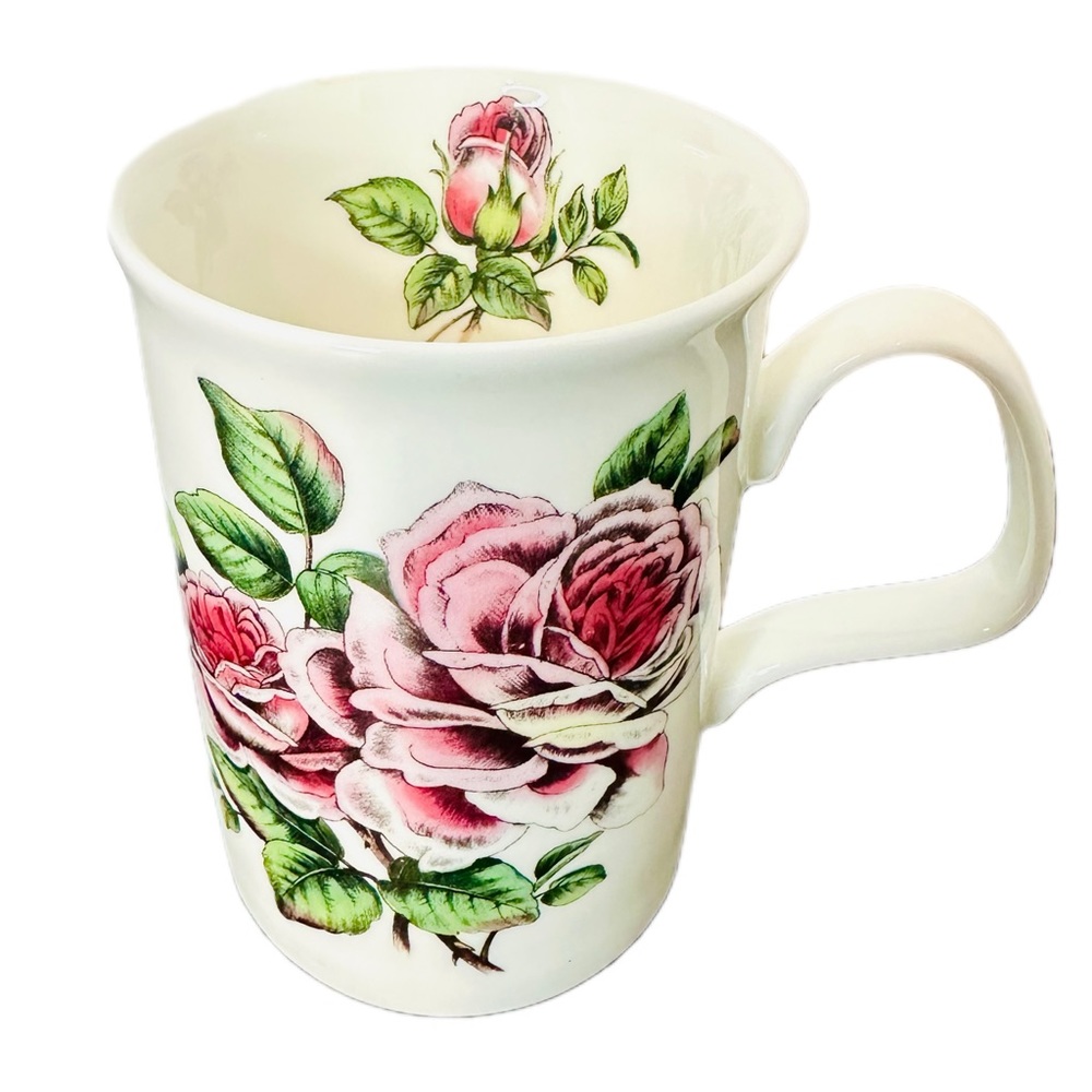 ROY KIRKHAM Fine Bone China White Coffee Tea Cup Mug Heritage Rose 2006 LIKE NEW